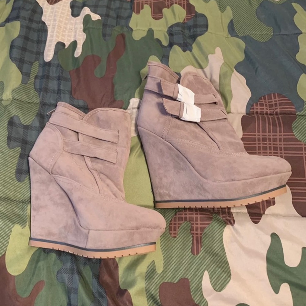 Camel Colored Suede Booties